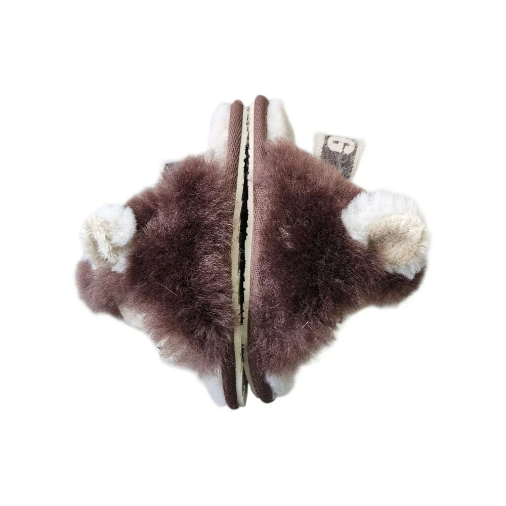 UGG Toddler Fluff Yeah Slide Lion Stuffie Slipper Suede Sheepskin Size 6 EU 22